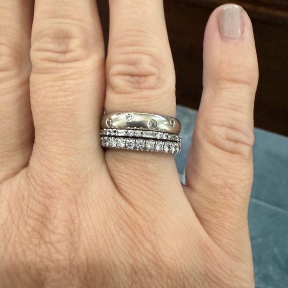 14K white gold 0.6ct E/VS1 Baguette Round Brilliant Diamond band sz6 1.5gm - Picture 2 of 8